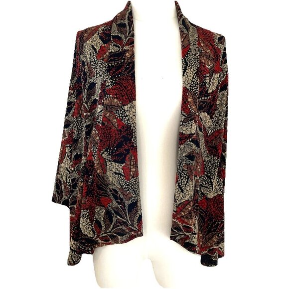 VTG Waterfall Open Front Cardigan Layering Piece Size M Multicolor Peck & Peck - Picture 1 of 10